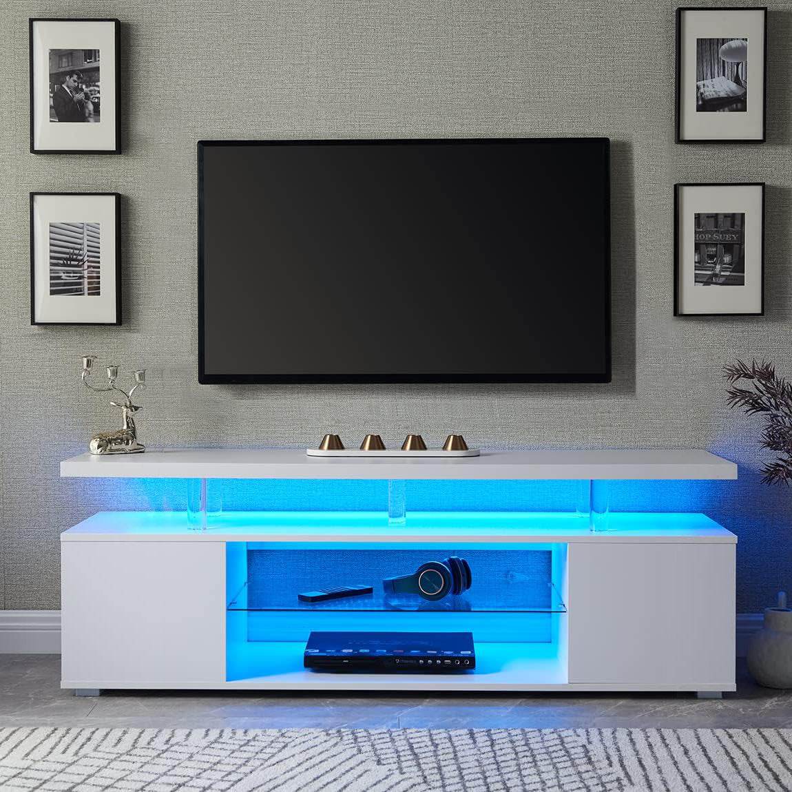 Modern White Engineered Wood TV Stand Console - Sleep Galleria