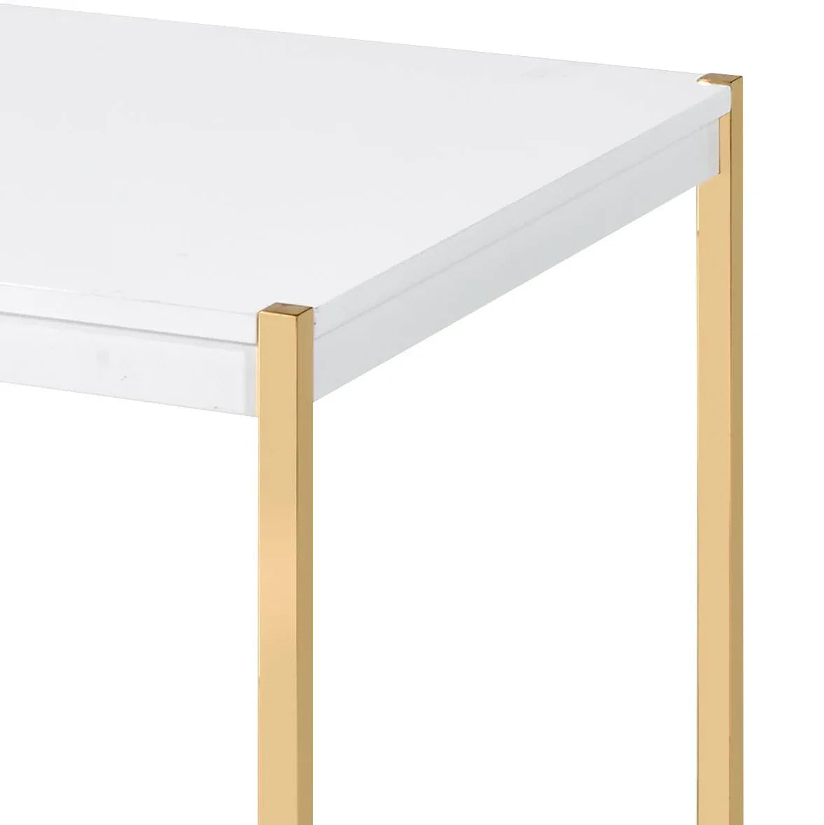Minimalistic White Gold Finish Composite Wood Coffee Table - Omega Lifestyles