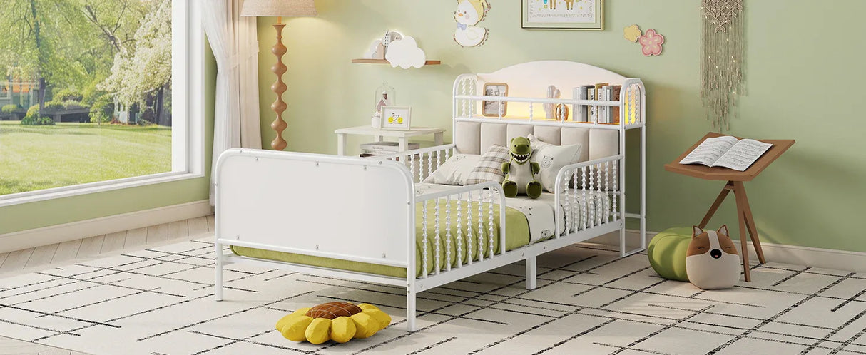 Twin Metal Platform Bed Frame With LED Light - Omega Lifestyles