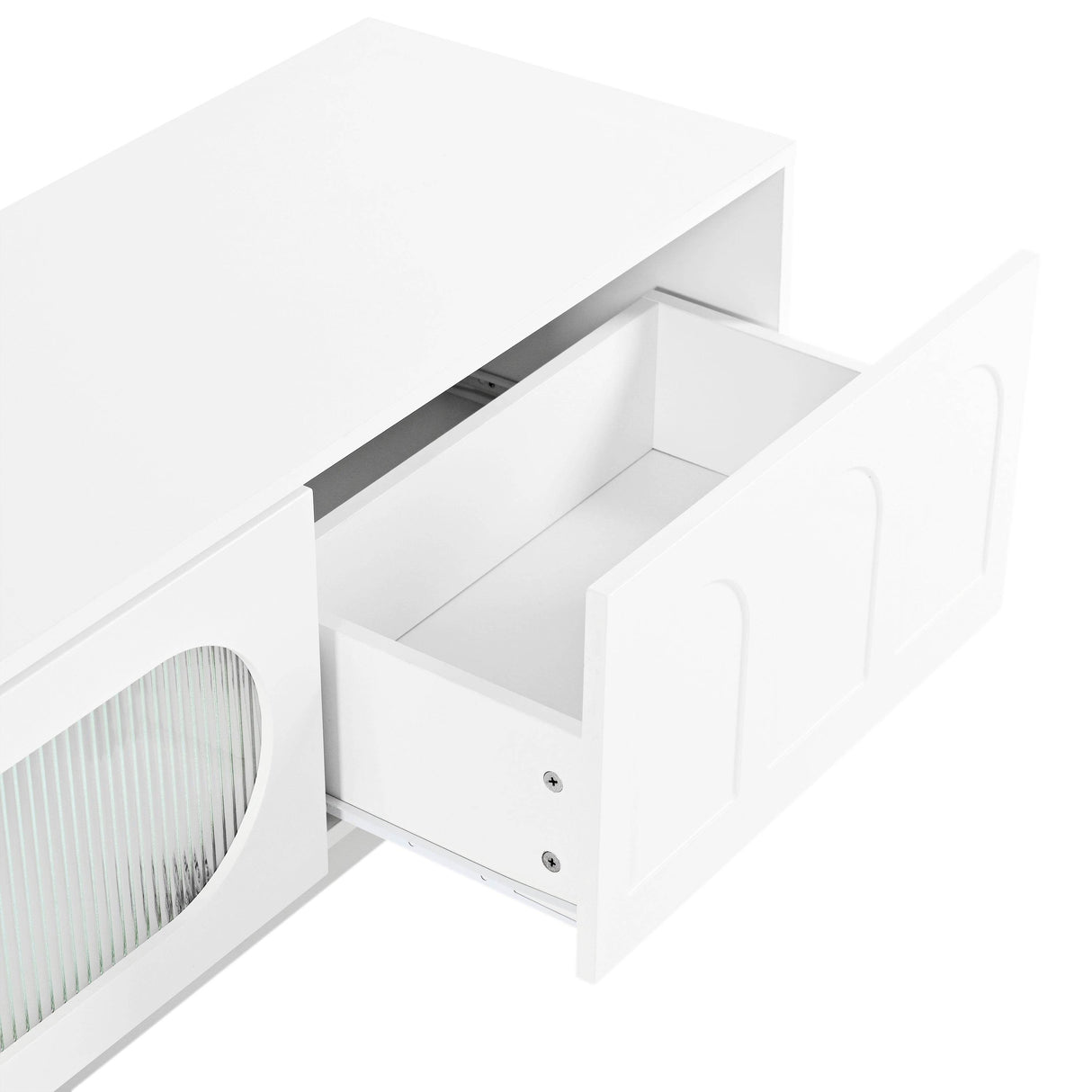 Smart LED White TV Stand With Storage Cabinets - Sleep Galleria