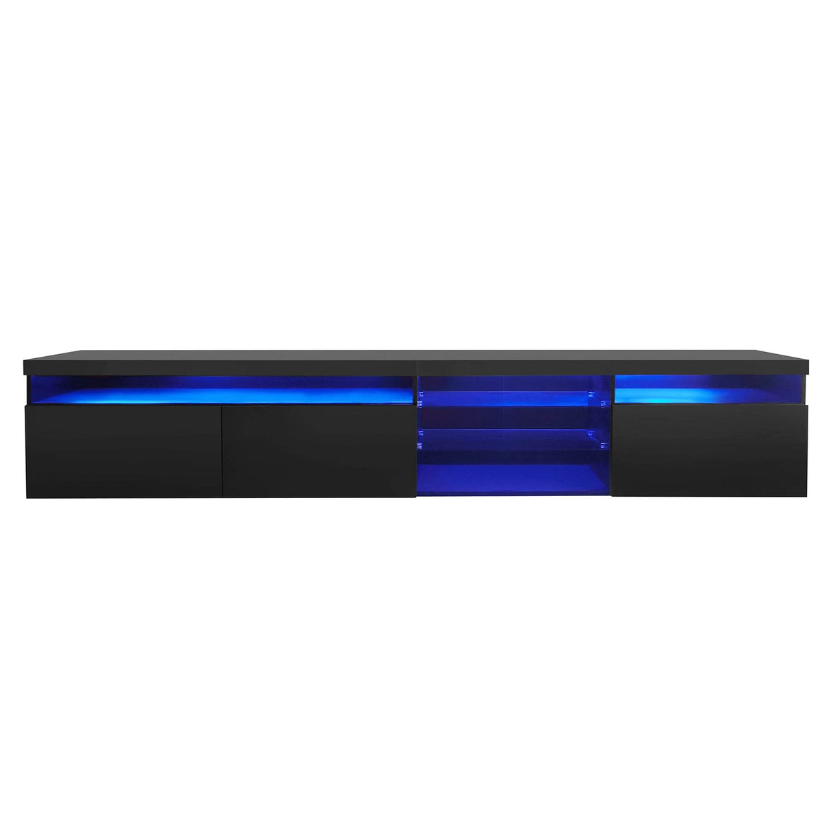 Modern Black Particle Board TV Stand With LED Lighting - Sleep Galleria