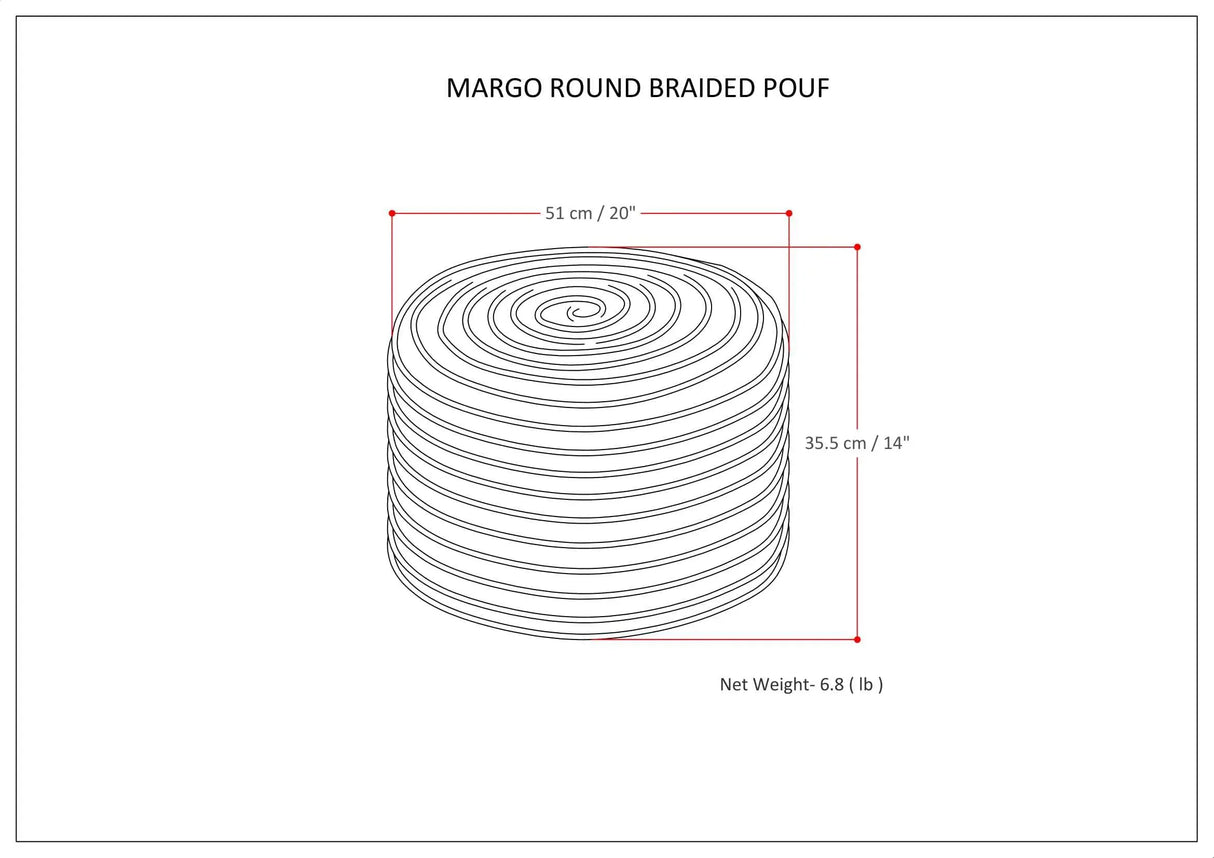 Round Blue Fabric Pouf With Supportive Polystyrene Filling - Omega Lifestyles