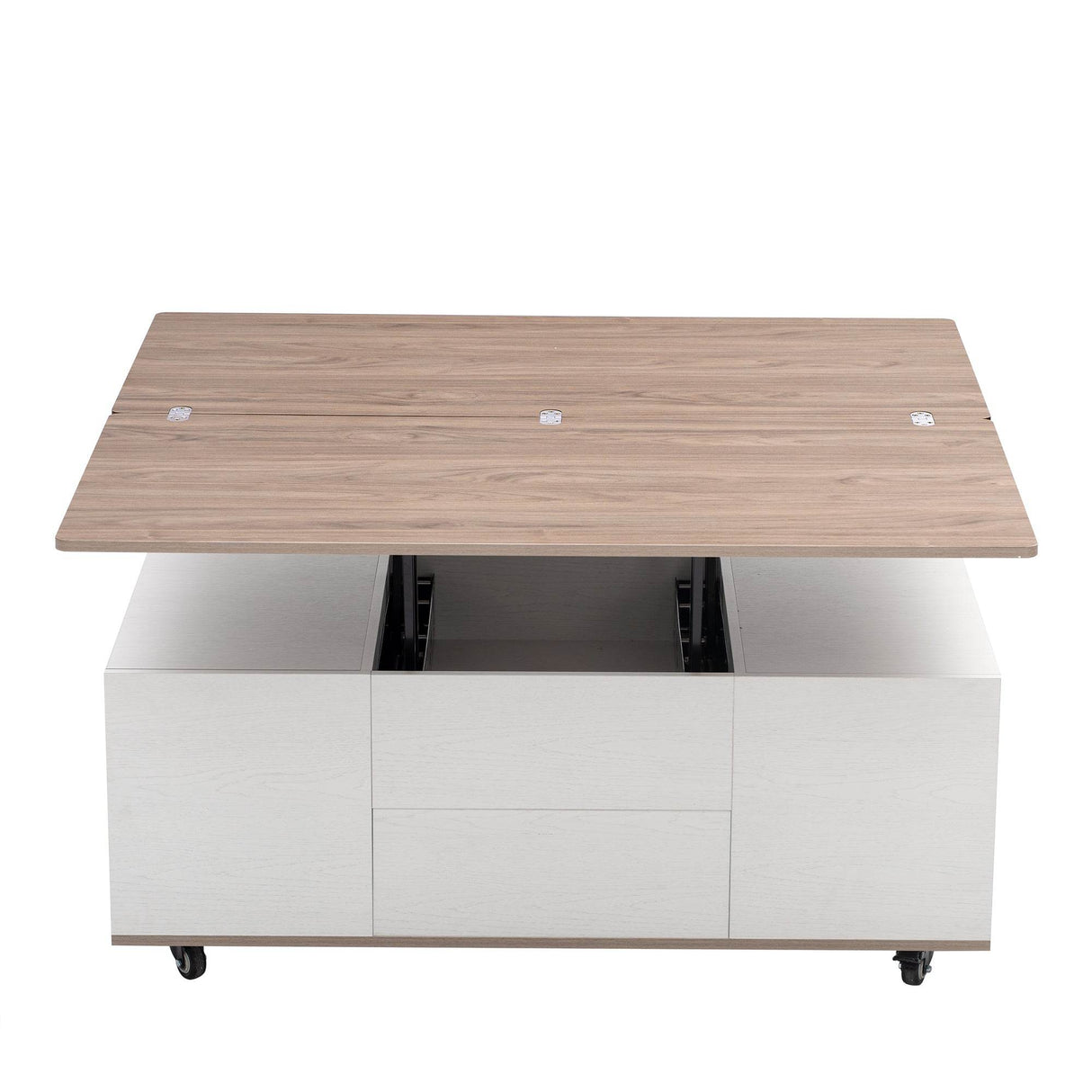 Modern Walnut White Lift Top Coffee Table With Drawers - Sleep Galleria
