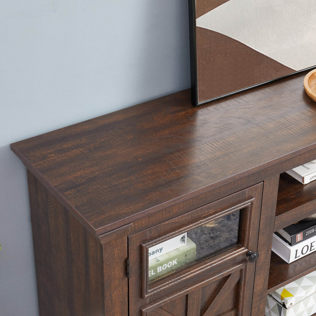 Farmhouse Style Espresso TV Stand Console Cabinet - Sleep Galleria