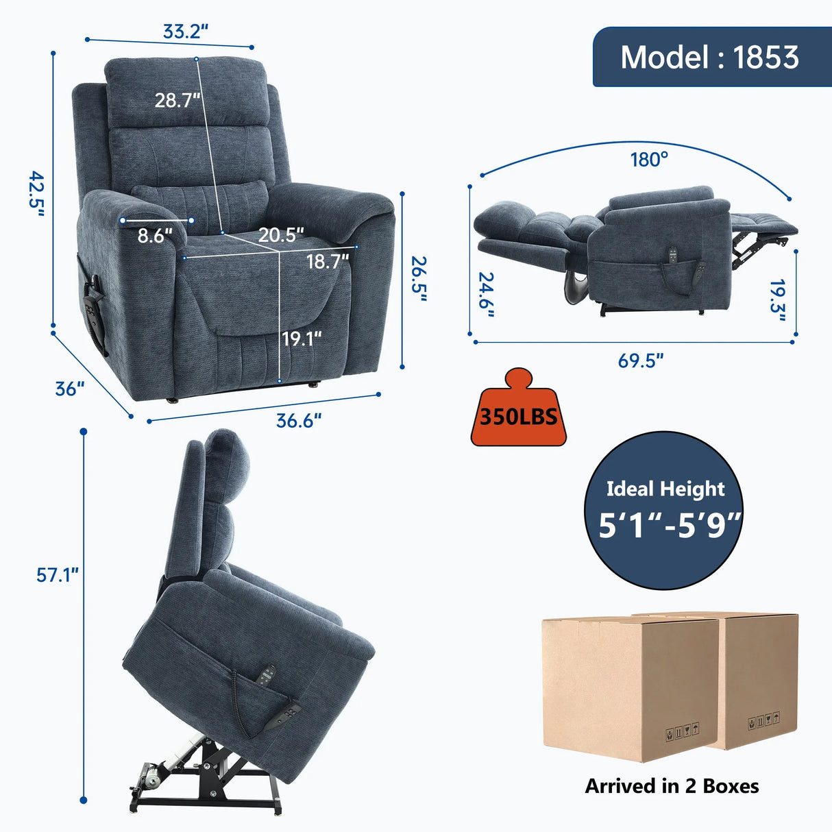 Dual Motor Power Lift Recliner Chair With Massage Heat - Omega Lifestyles
