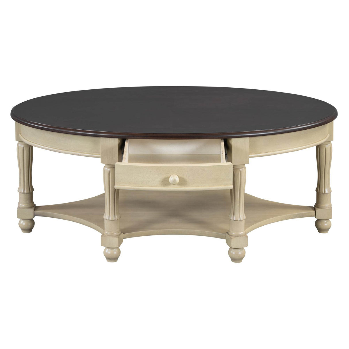 Vintage Oval Coffee Table With Drawer And Storage Shelf - Sleep Galleria
