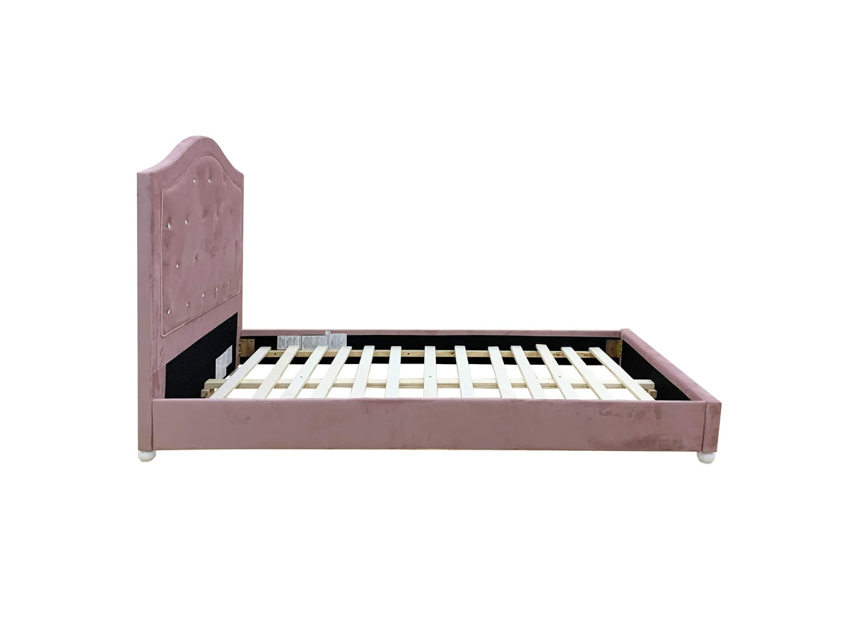 Twin Pink Fabric Upholstered Bed Frame - Omega Lifestyles