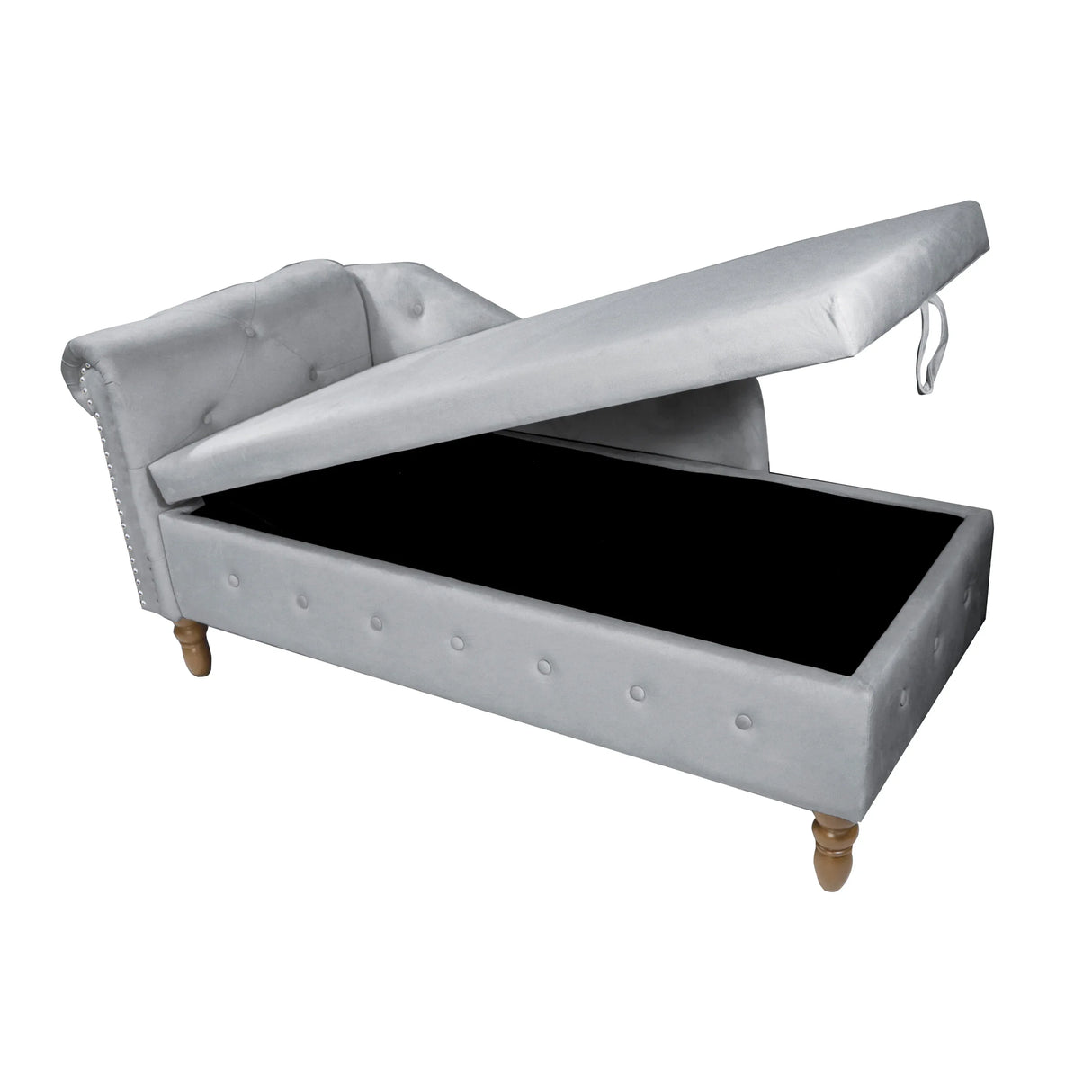 Classic Velvet Storage Chaise Lounge With Pillow - Omega Lifestyles