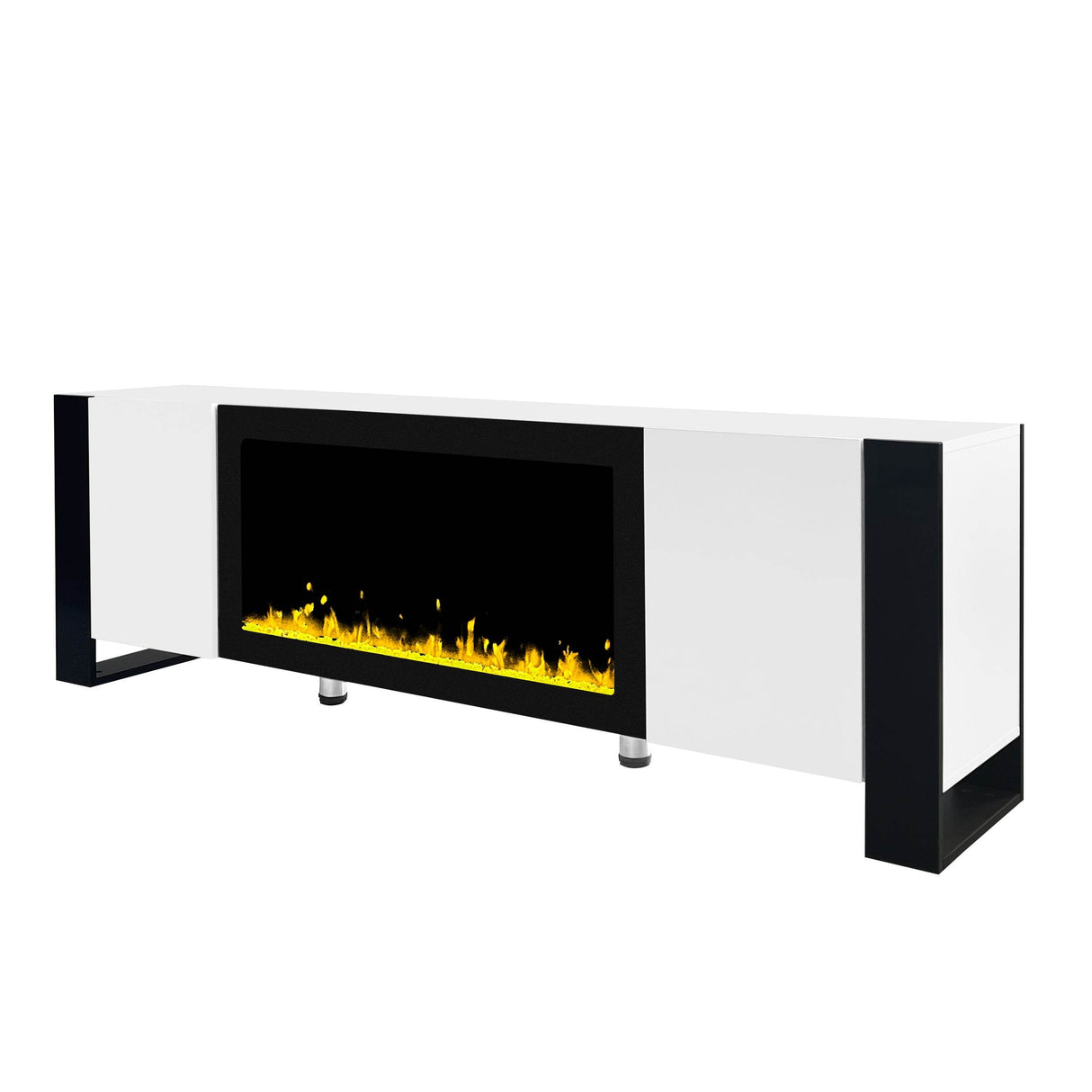 Modern White TV Stand With 34-Inch Electronic Fireplace - Sleep Galleria
