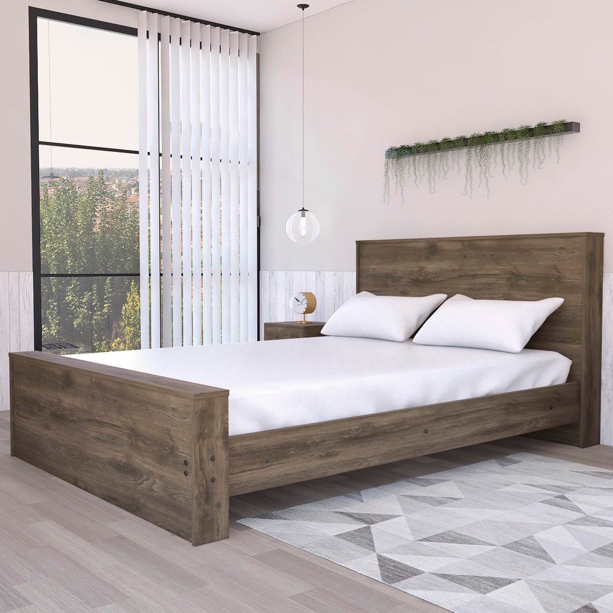 Modern Full Size Particle Board Bed Base With Headboard