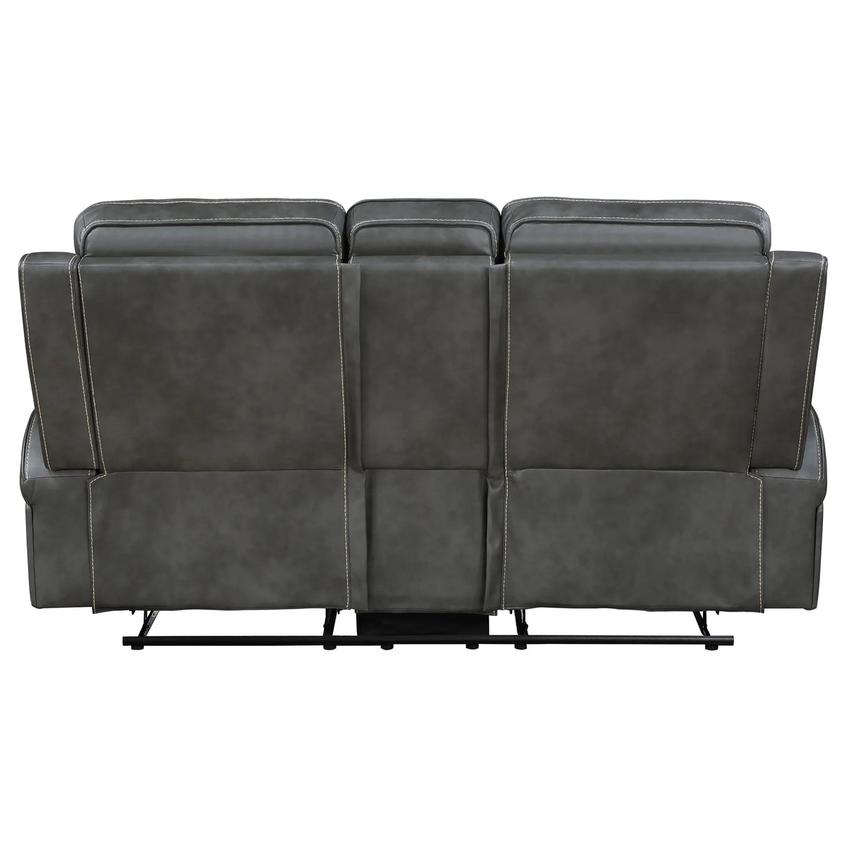 Grey Upholstered Manual Reclining Loveseat With Console - Omega Lifestyles