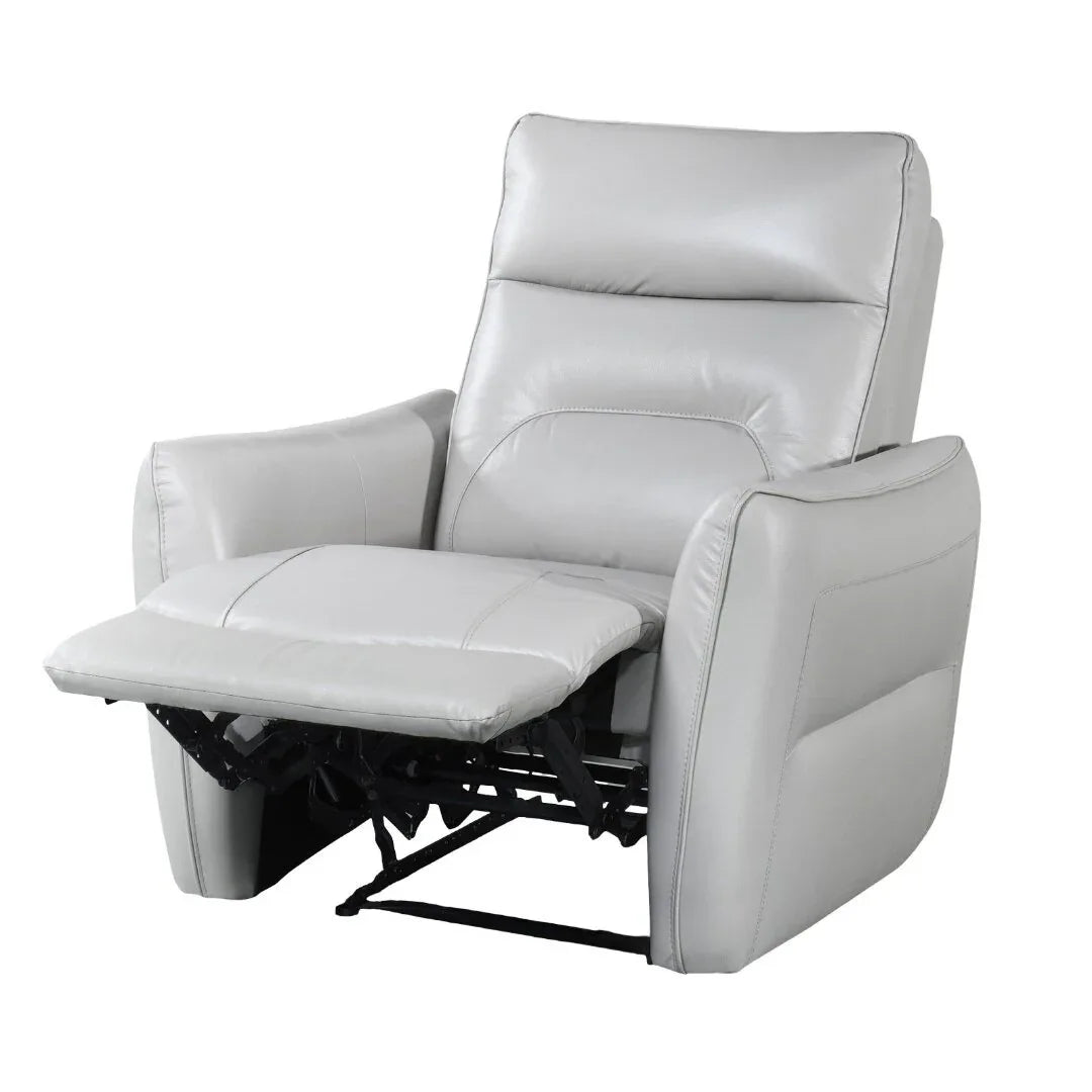 Contemporary Taupe Leather Match Single Power Recliner - Omega Lifestyles