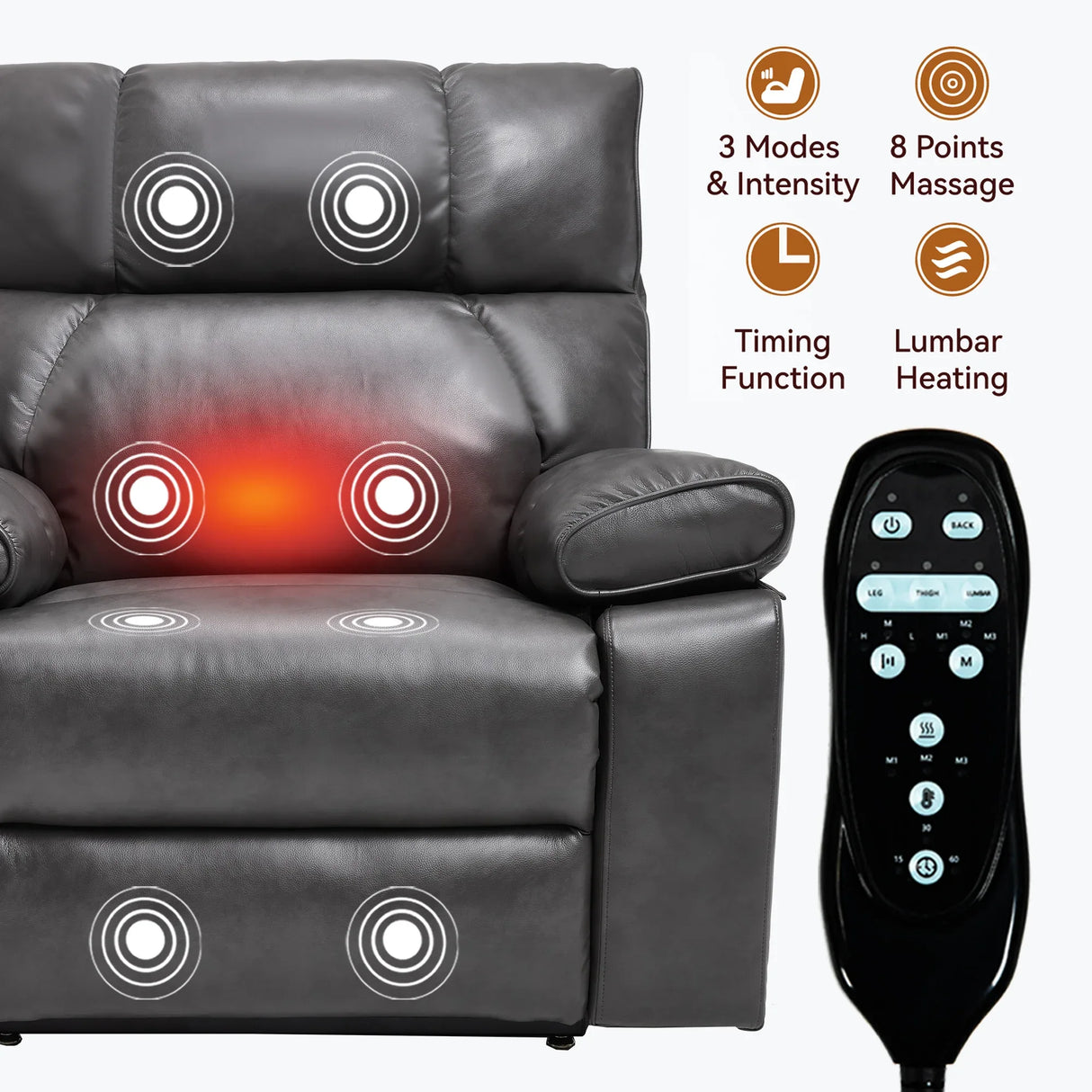 Medium-Firm Faux Leather Power Lift Massage Recliner Chair - Omega Lifestyles