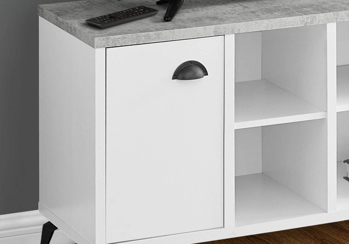 Industrial-Style 48-Inch White Grey TV Stand Console - Sleep Galleria