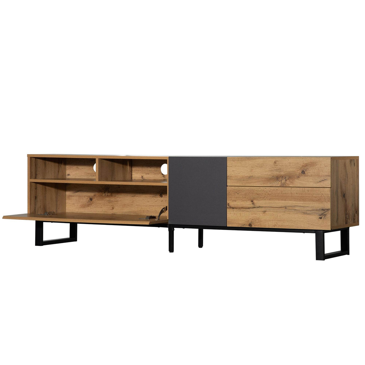 Modern Wood TV Stand With Drop Down Storage - Sleep Galleria