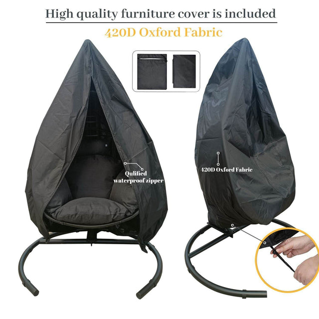 Outdoor Indoor PE Wicker Hanging Egg Chair With Cushion - Omega Lifestyles