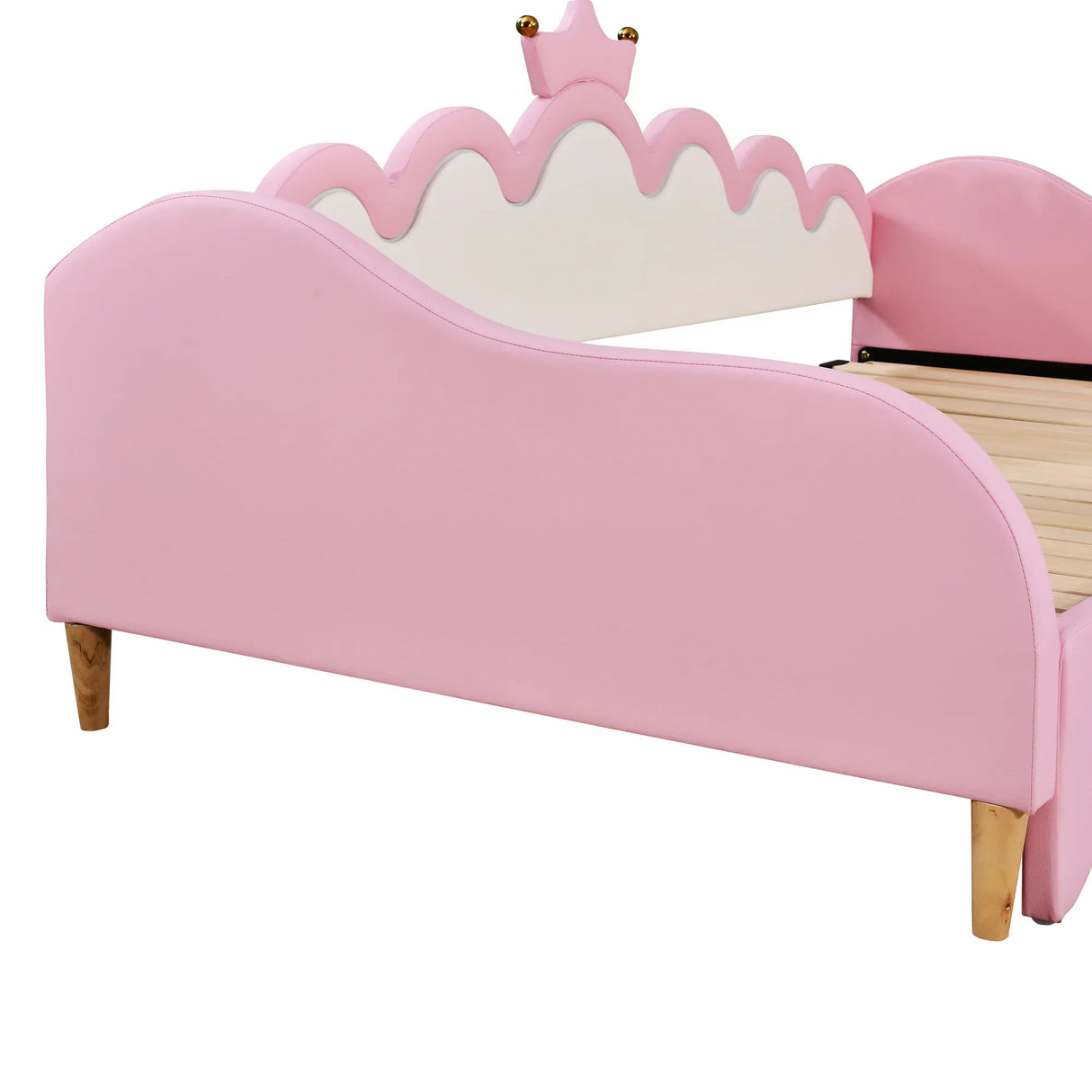 Twin Upholstered Extendable Daybed With Crown Headboard And LED Lights - Omega Lifestyles