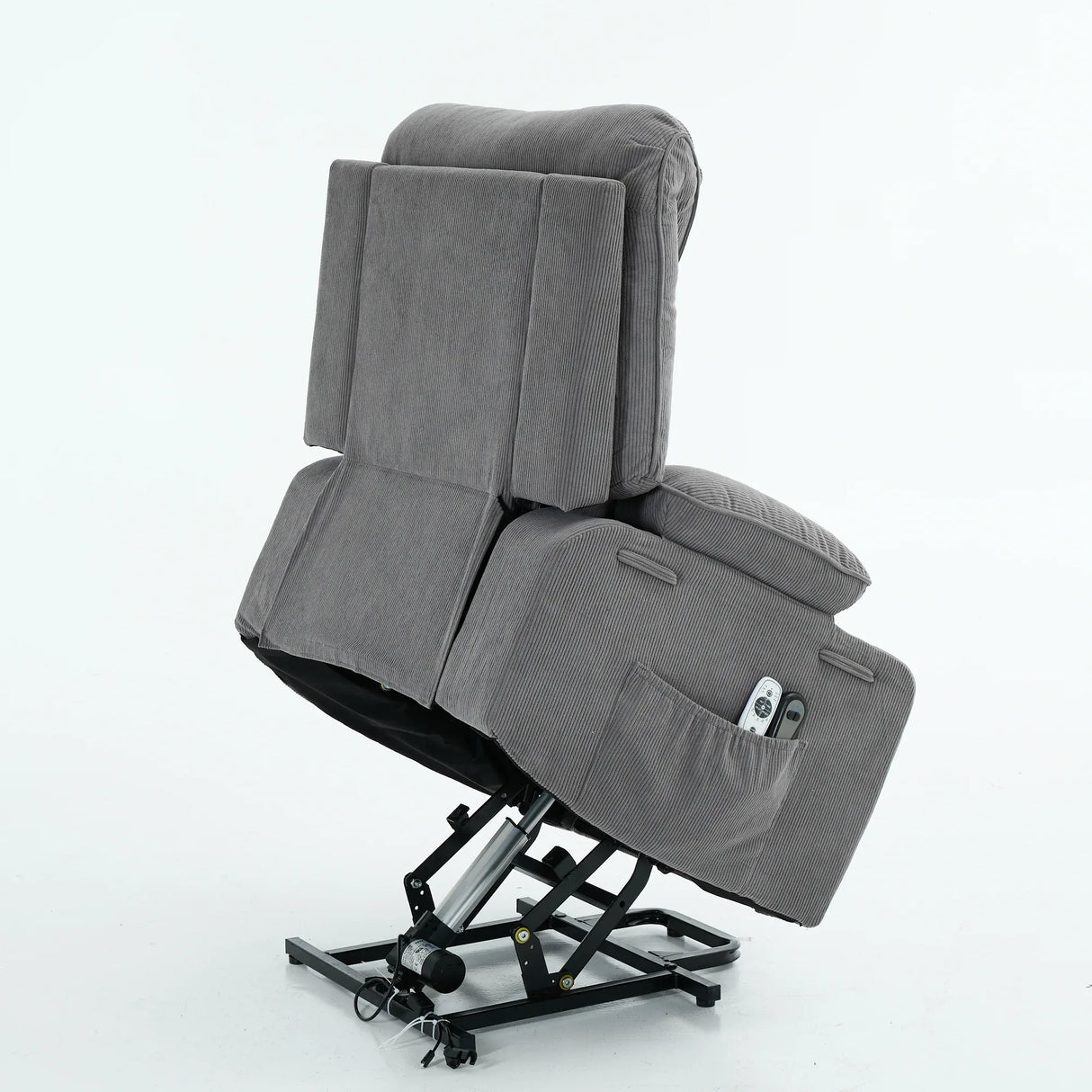 Medium-Firm Corduroy Remote-Controlled Heating Massage Recliner - Omega Lifestyles