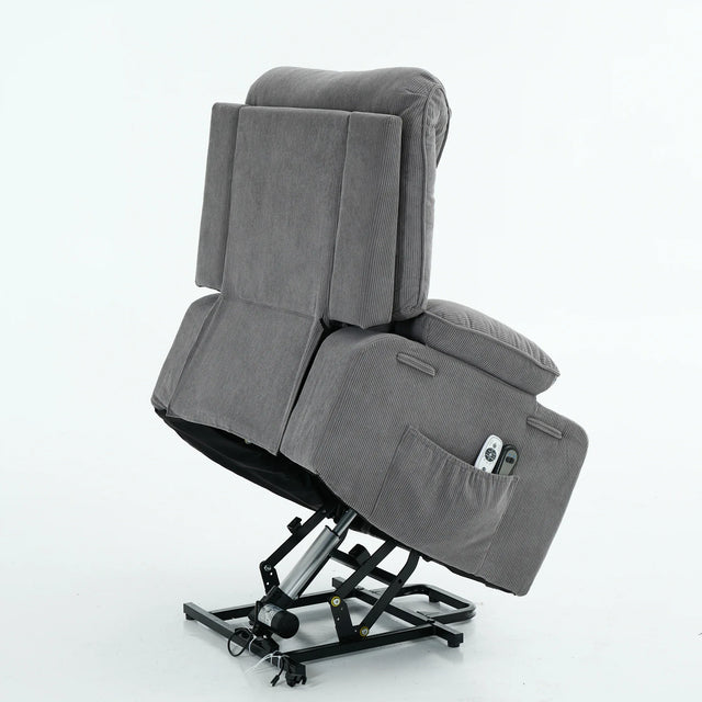 Medium-Firm Corduroy Remote-Controlled Heating Massage Recliner - Omega Lifestyles