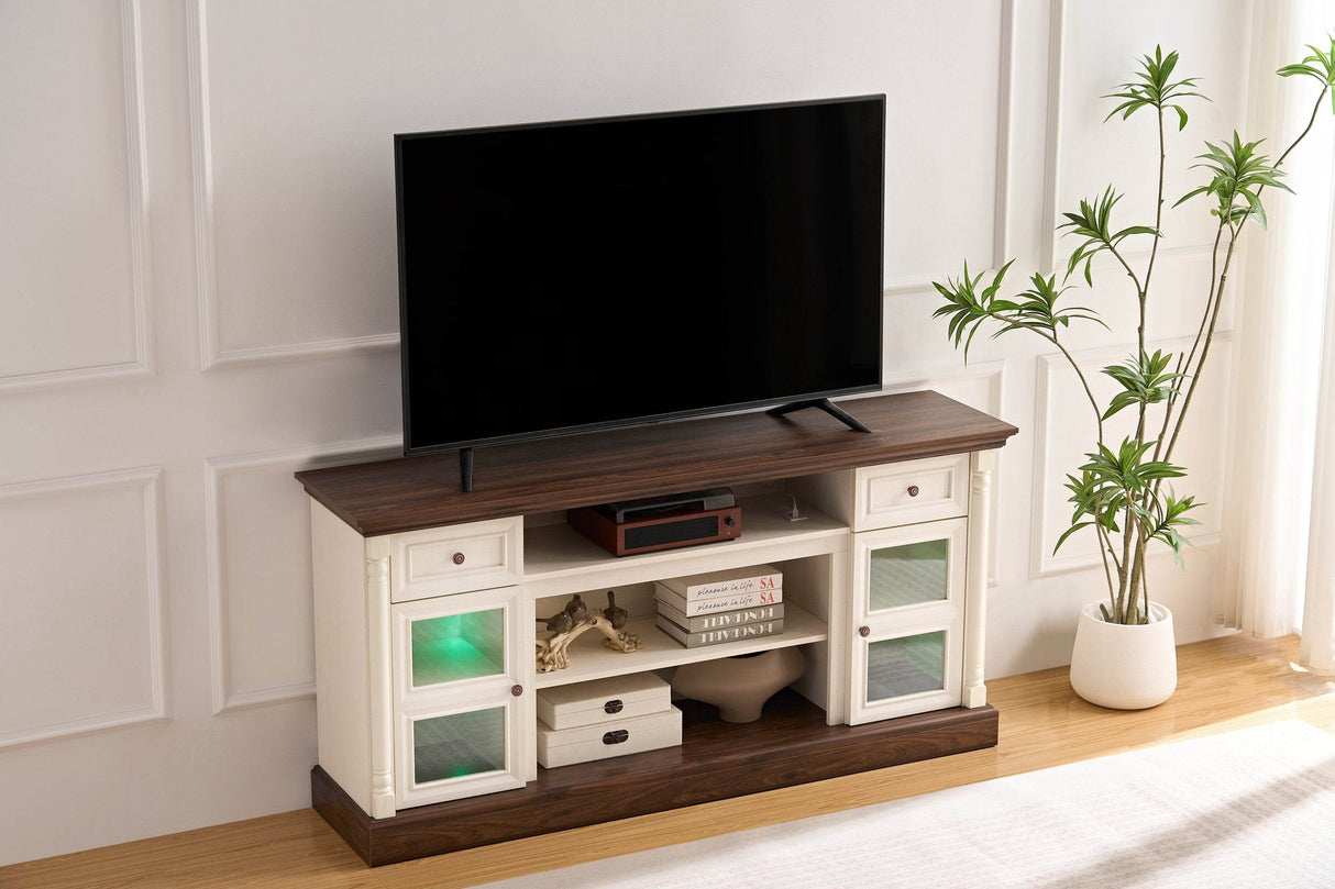 Farmhouse Fireplace TV Stand With LED Lighting - Sleep Galleria
