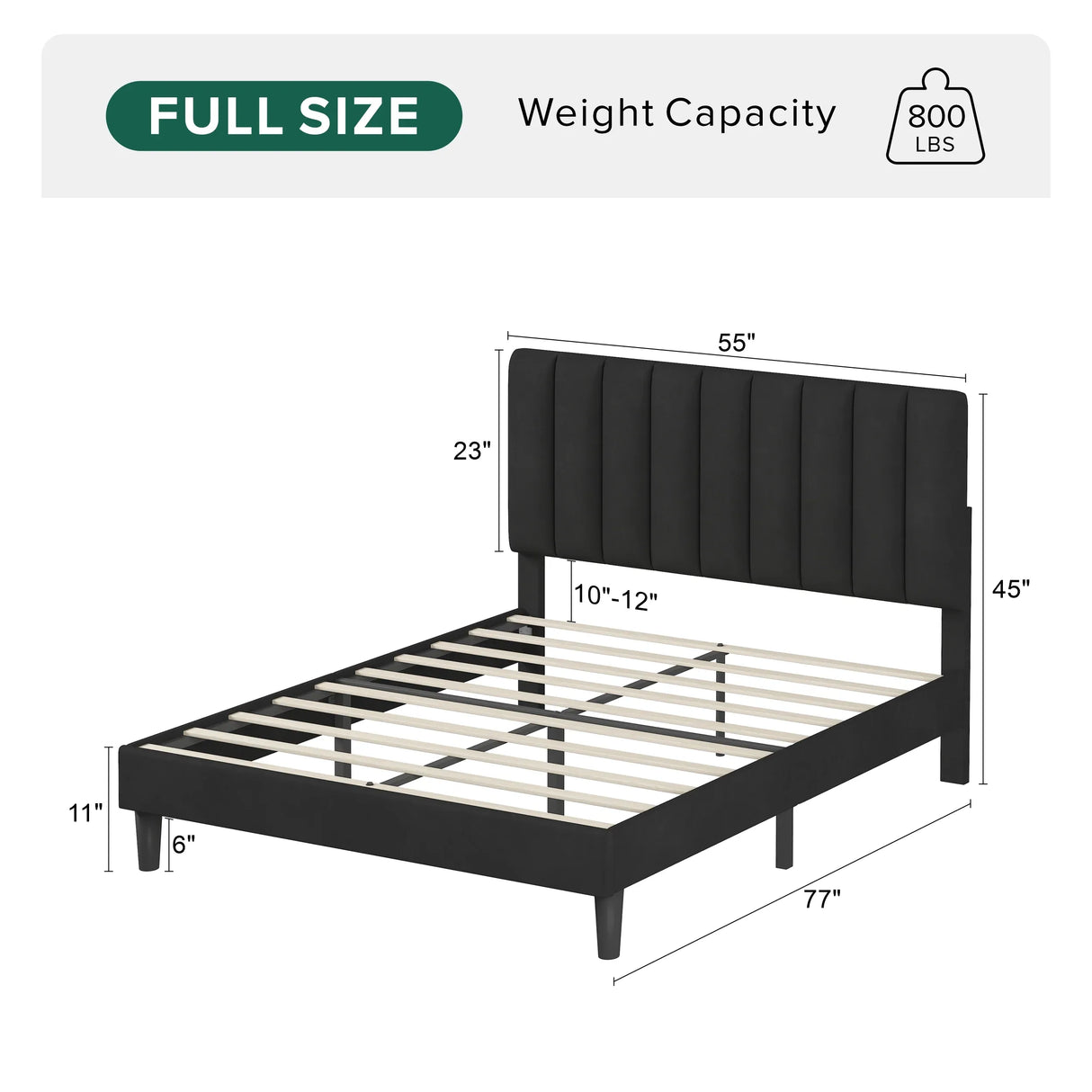 Full Size Upholstered Velvet Platform Bed Frame With Adjustable Headboard - Omega Lifestyles