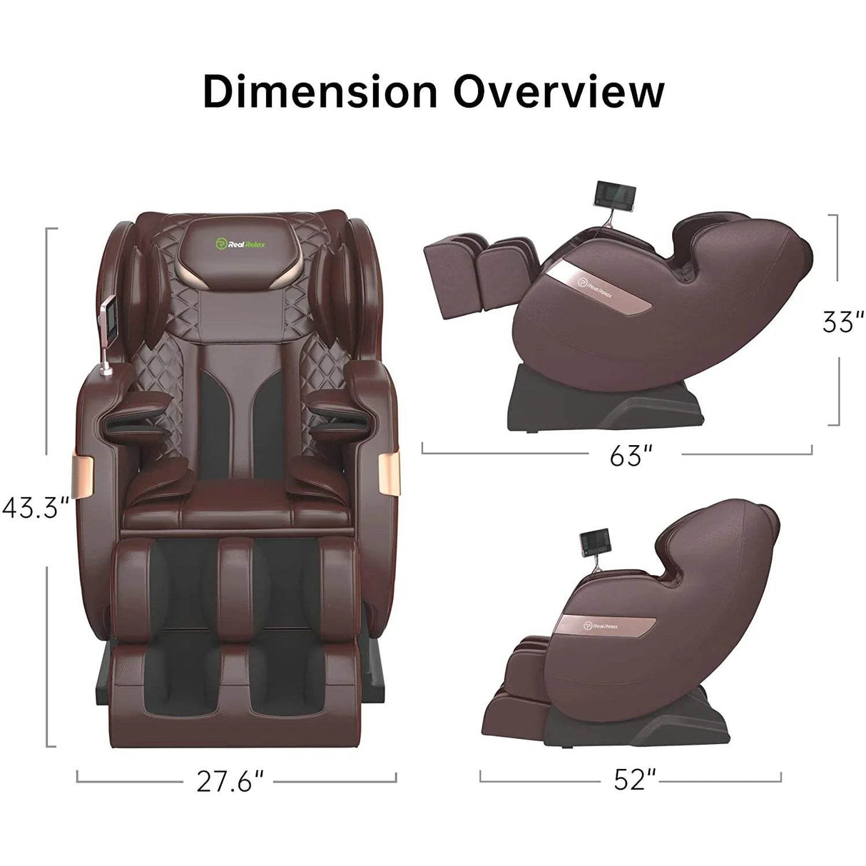 S Track Massage Chair, Full Body Zero Gravity Shiatsu Recliner with Smart Voice Controller, Brown