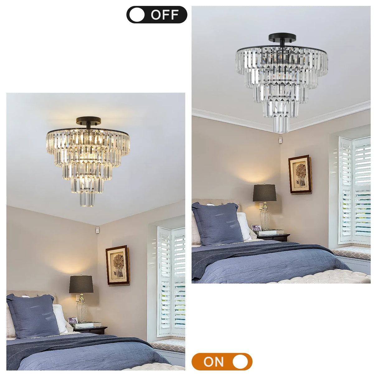 Modern Luxury Black Crystal 10-Light Flush Mount Chandelier - Omega Lifestyles