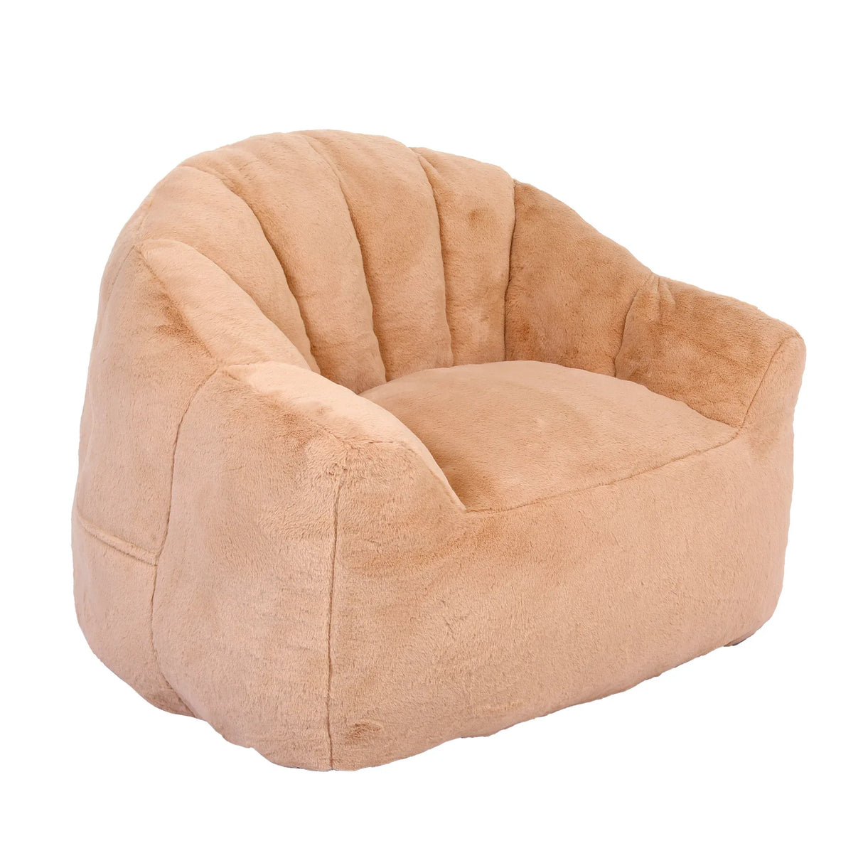 High Density Foam Brown Faux Fur Beanbag Chair - Omega Lifestyles