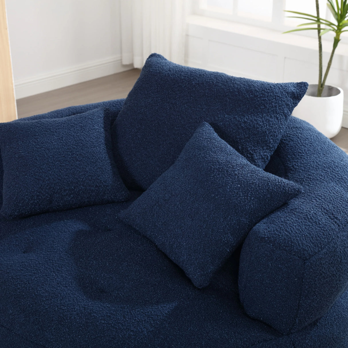 Modern Chenille Circular Sleeper Chair With Throw Pillows - Omega Lifestyles