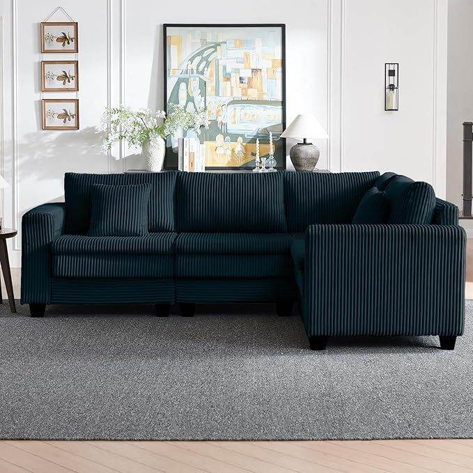 3-Seater Modular Corduroy Sectional Sofa With Foam Springs - Omega Lifestyles