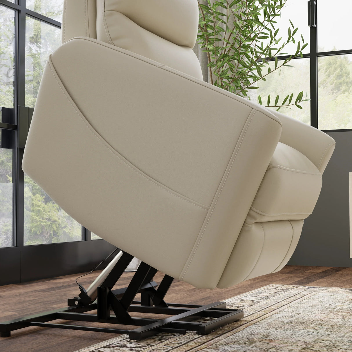 Faux Leather Power Lift Recliner Chair With USB Charging - Omega Lifestyles