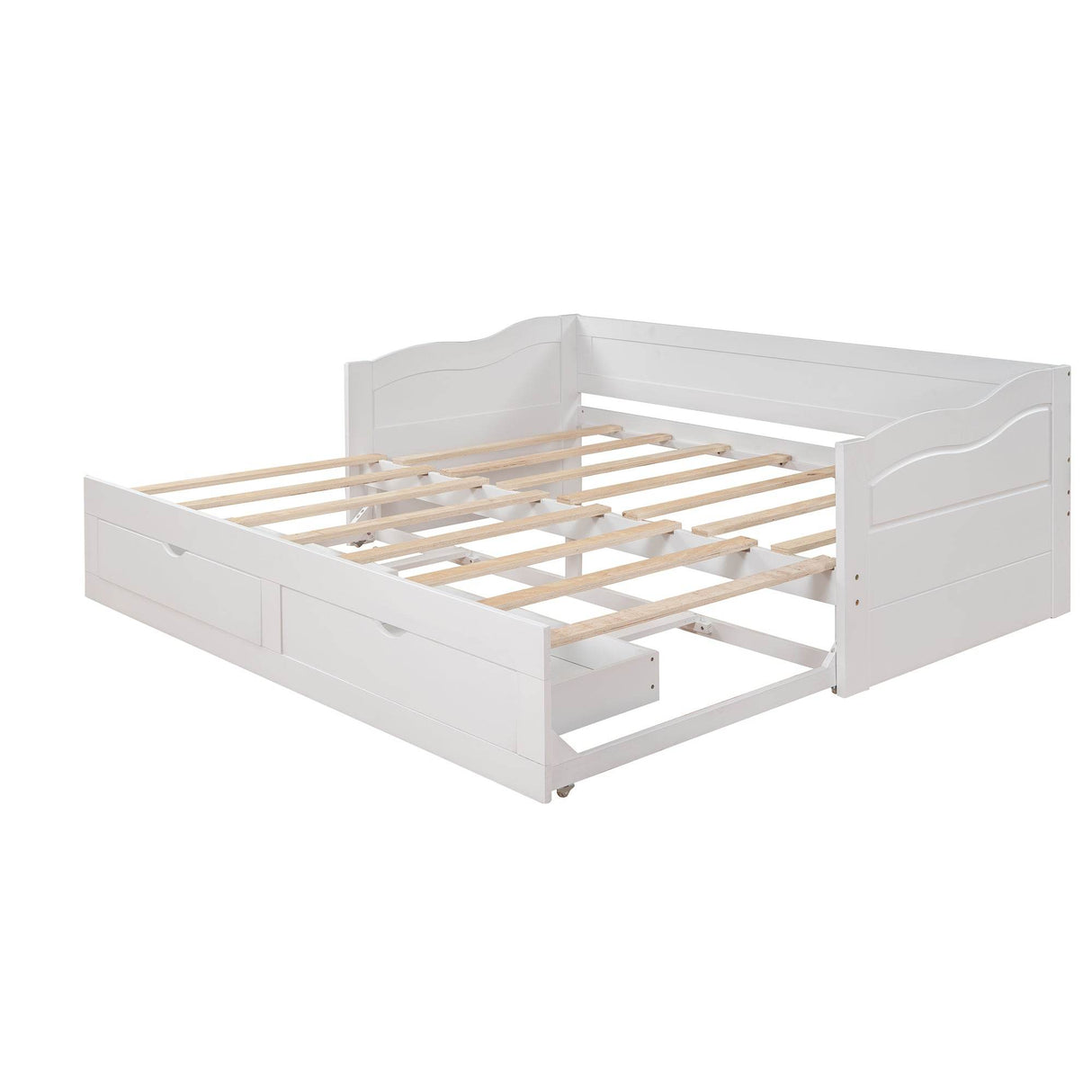 Solid Wood Extendable Twin Daybed With Trundle And Storage Drawers - Omega Lifestyles