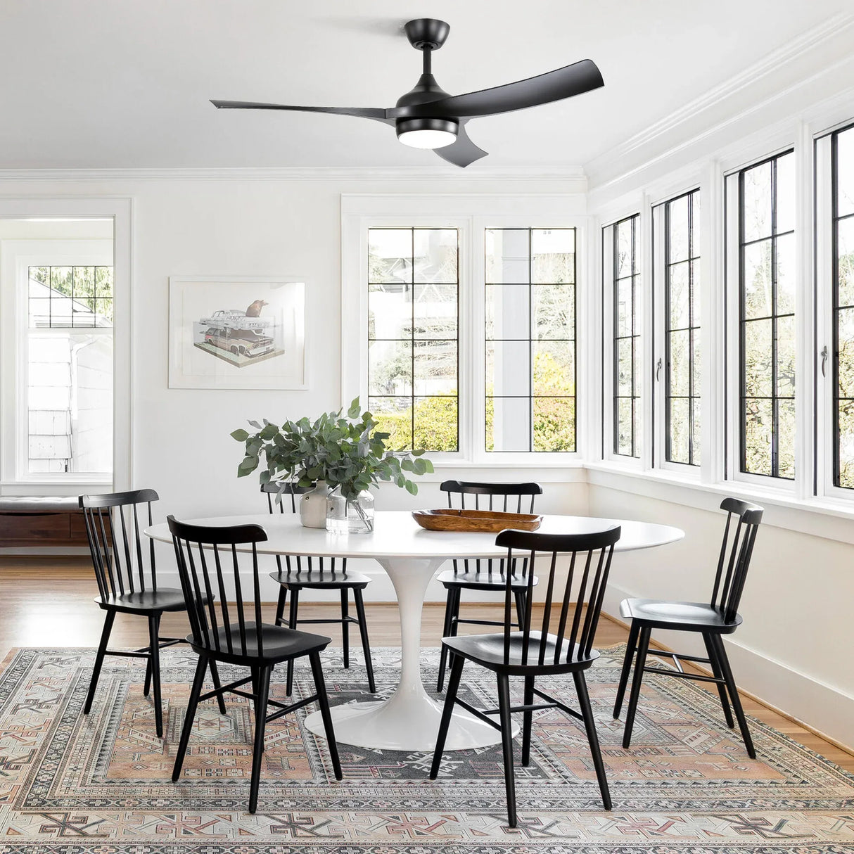 52-Inch Remote Controlled Energy-Efficient Black Ceiling Fan With Light - Omega Lifestyles