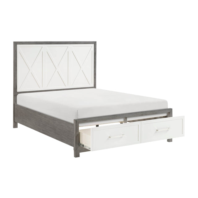 Queen Wood Platform Bed With Footboard Storage - Omega Lifestyles