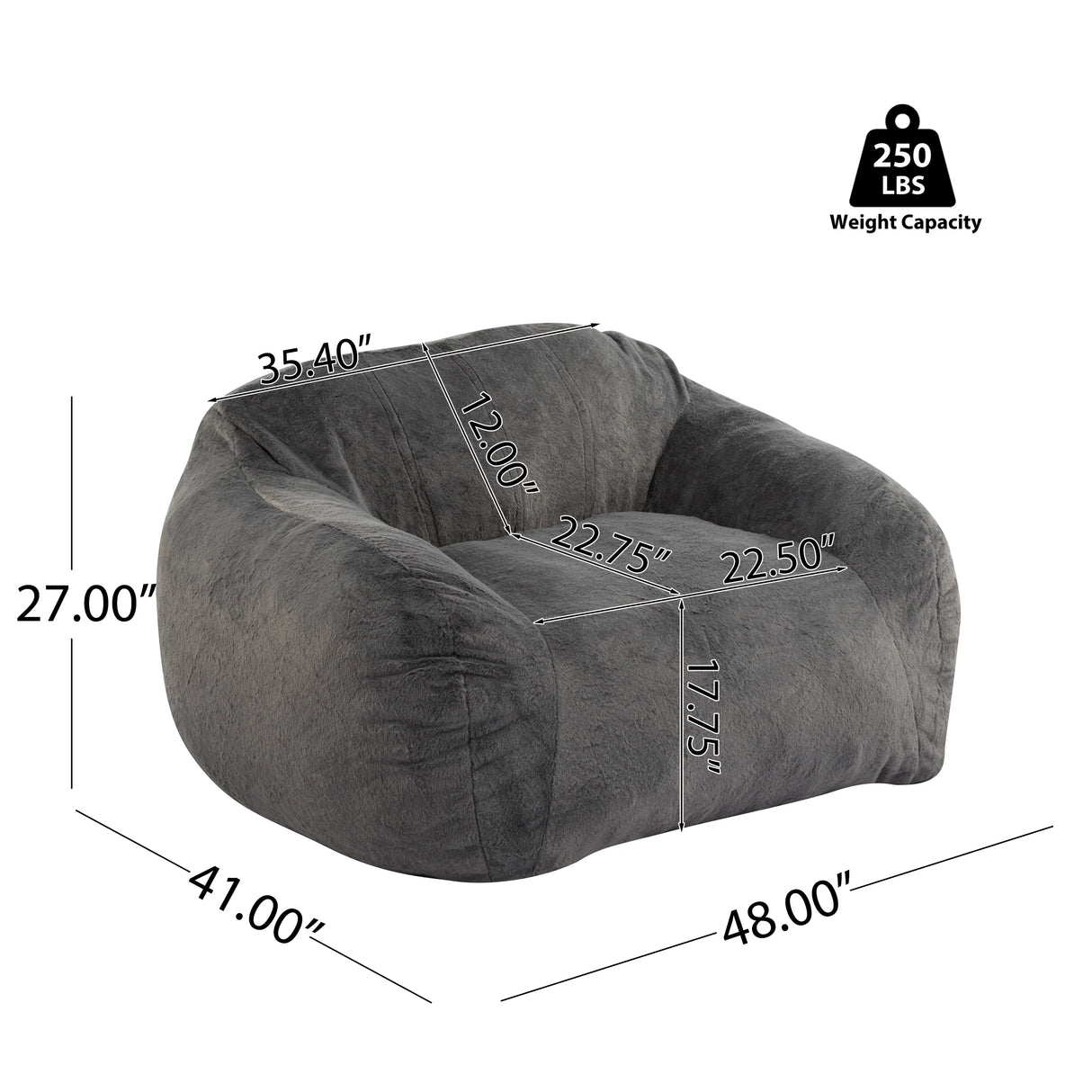 Soft Shredded Foam Faux Fur Indoor Bean Bag Chair - Omega Lifestyles