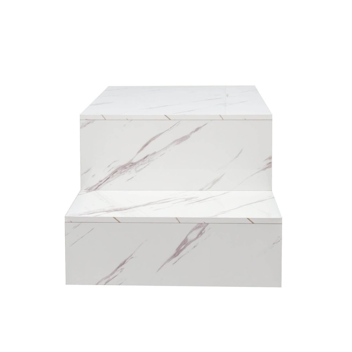 White Architectural Shape Coffee Table With Storage - Sleep Galleria