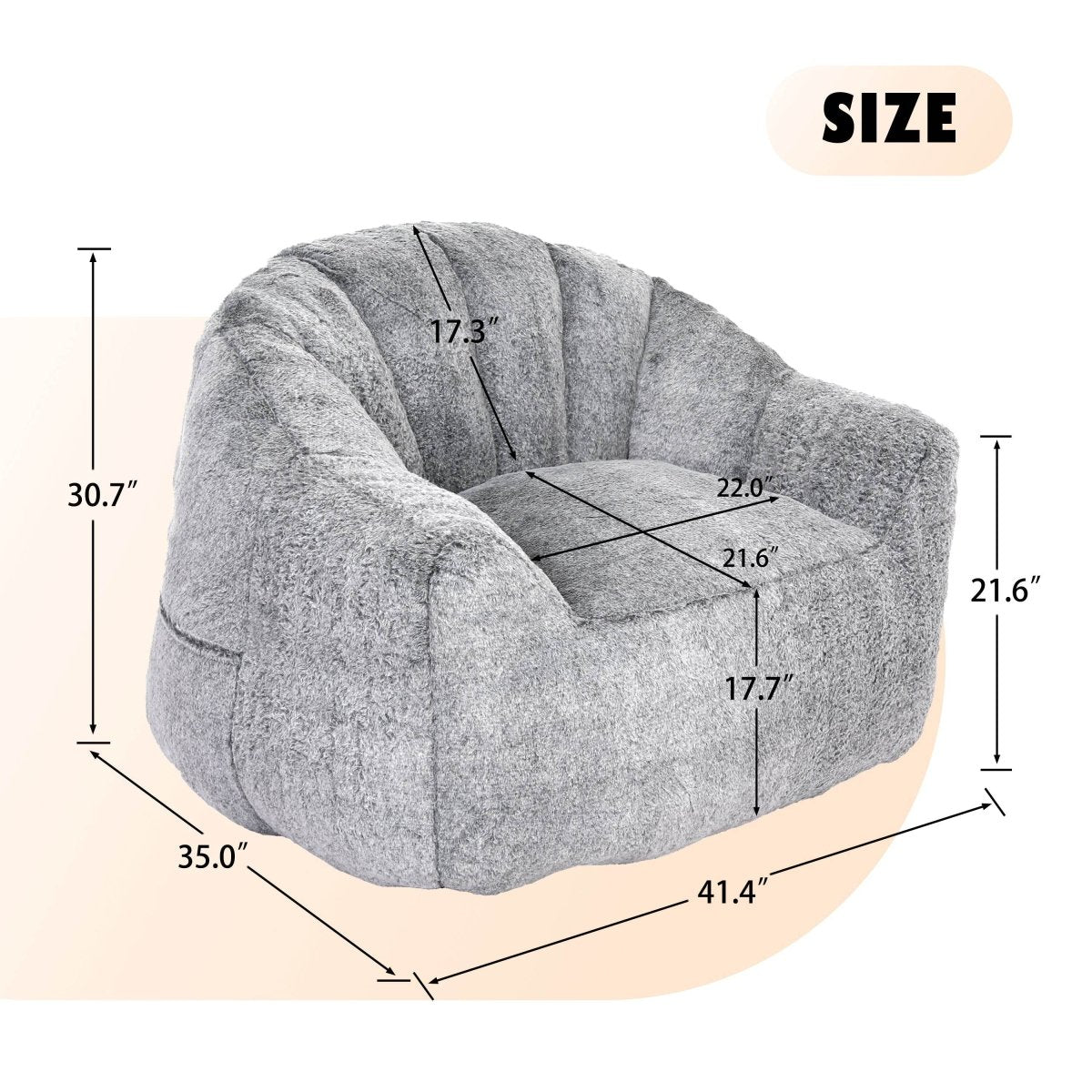High-Density Foam Faux Fur Beanbag Chair - Sleep Galleria