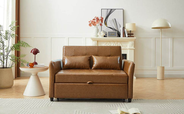 Convertible PU Leather Sofa Bed With USB Ports - Omega Lifestyles