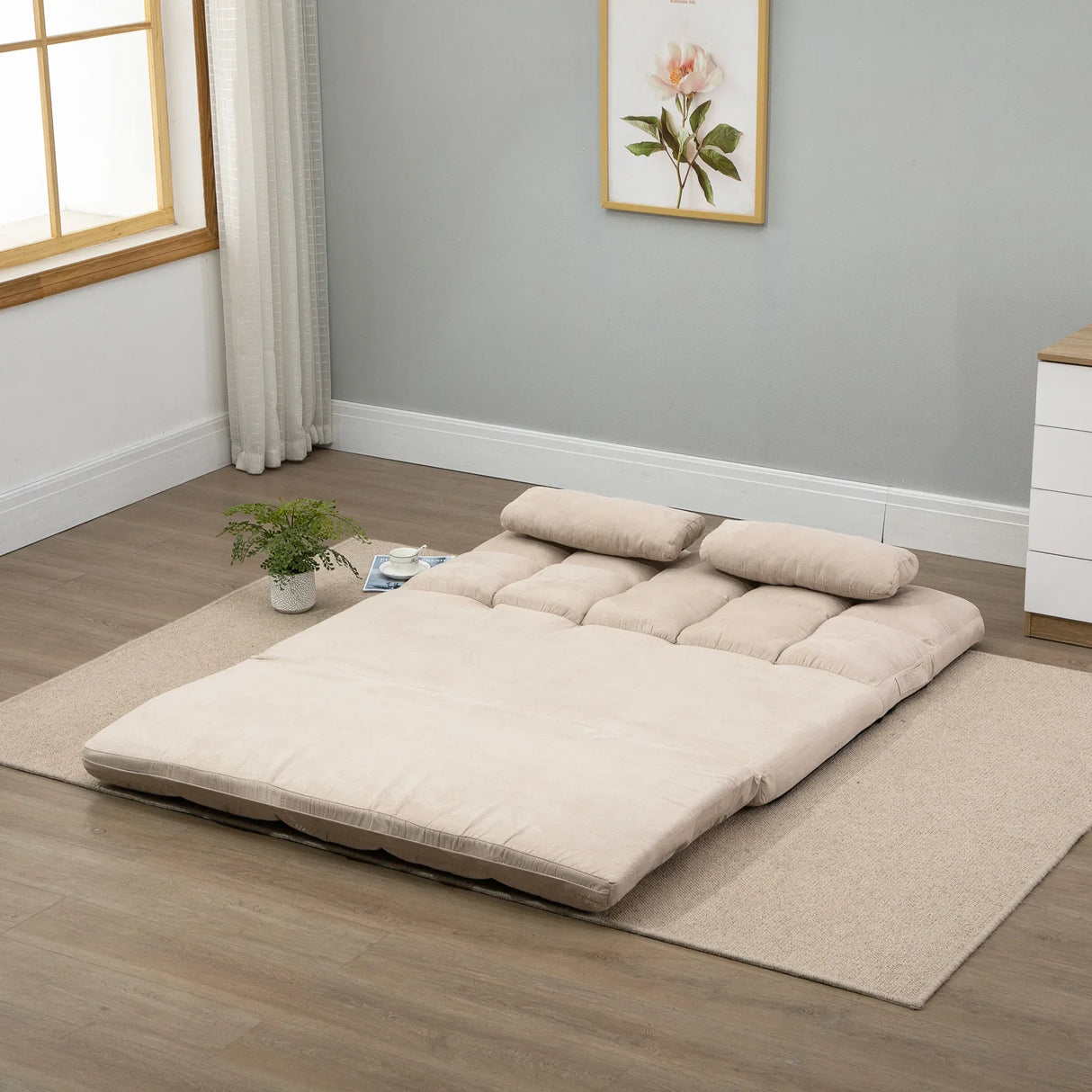 Adjustable Folding Floor Sofa Bed with Pillows - Omega Lifestyles