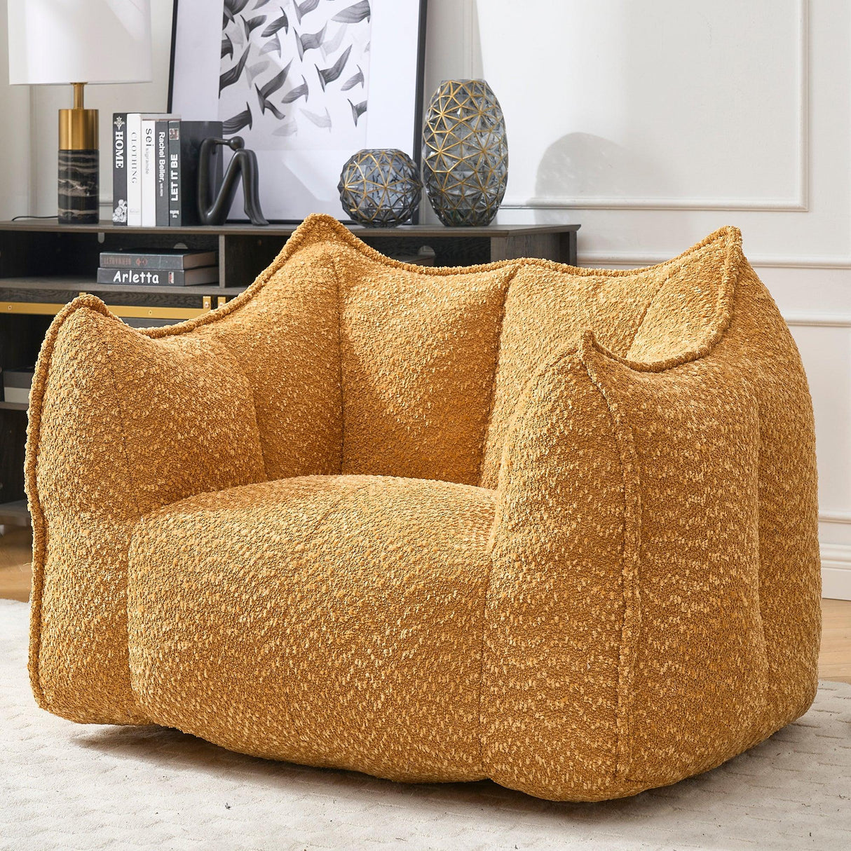 Chenille Foam Bean Bag Chair for Living Room - Omega Lifestyles