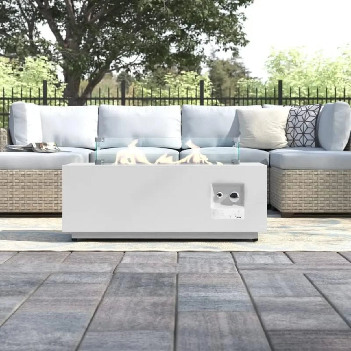 Modern Stainless Steel Outdoor Propane Fire Pit Table - Omega Lifestyles