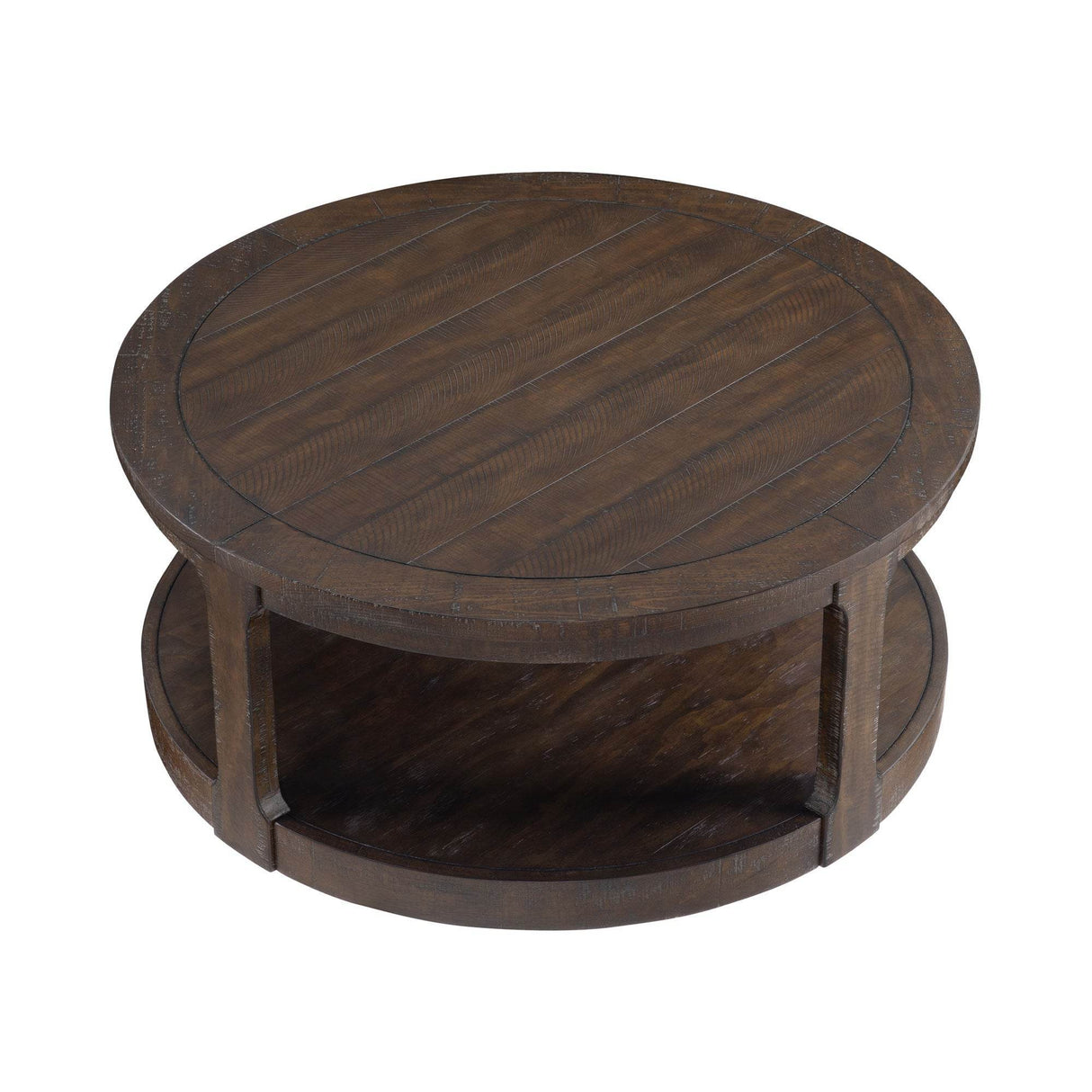 40-Inch Rustic Round Solid Wood Coffee Table With Wheels - Sleep Galleria
