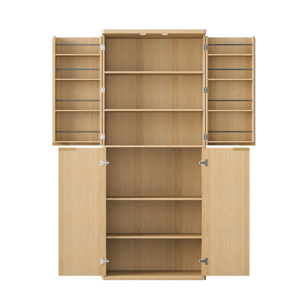 Modern Fluted Walnut Pantry Cabinet With Shelves - Omega Lifestyles