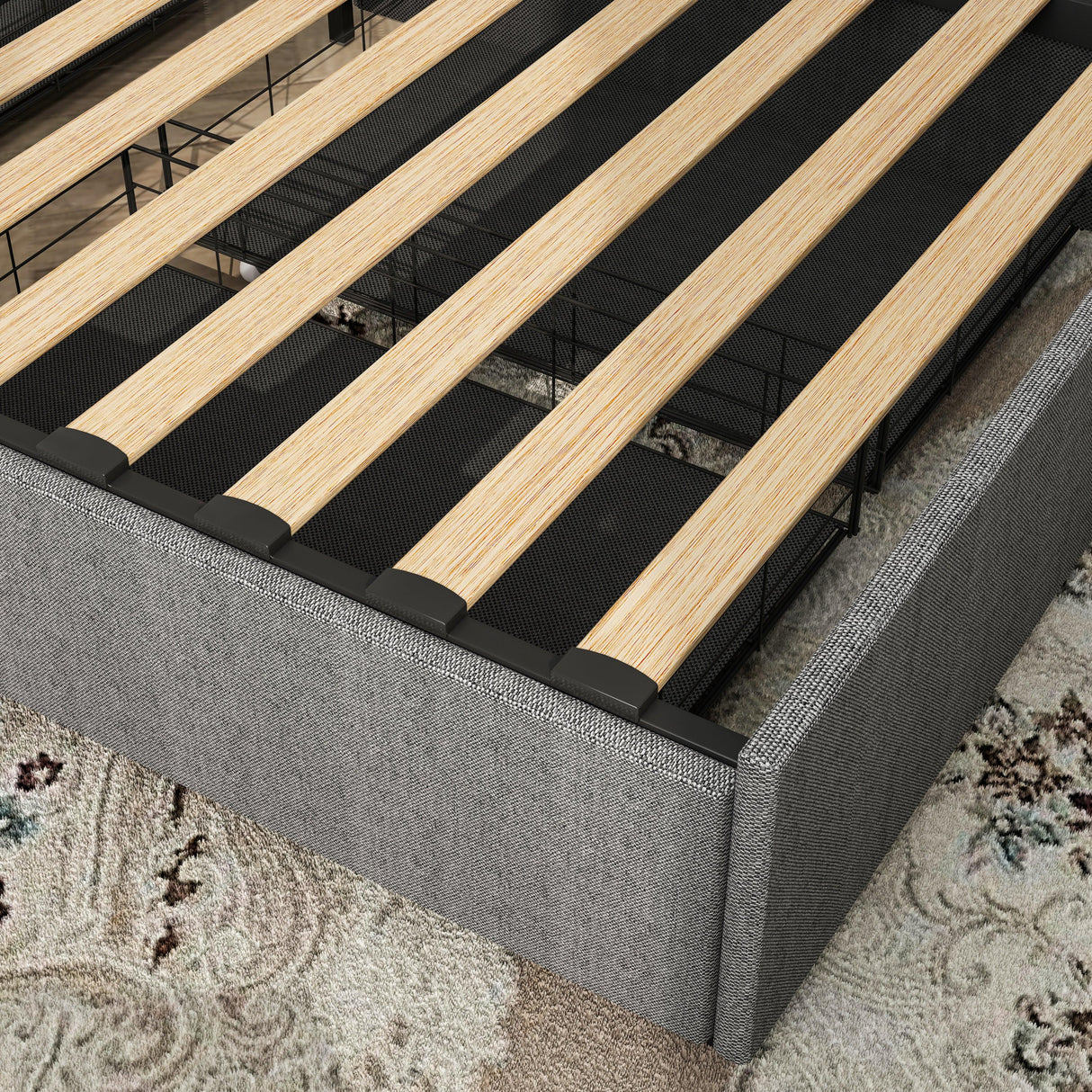 Twin Upholstered Bed Frame With USB Charging Station - Omega Lifestyles