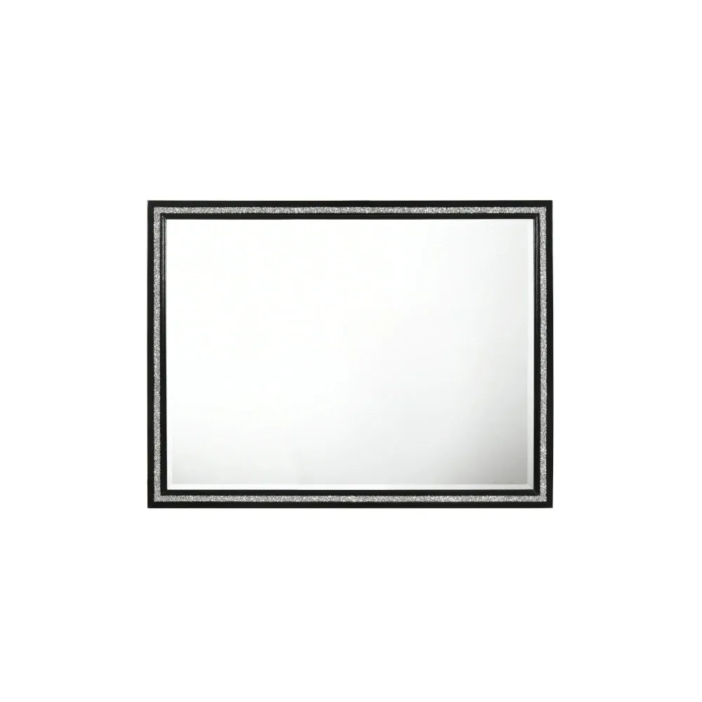 Beveled Edge Black Synthetic Wood Dresser Mirror - Omega Lifestyles