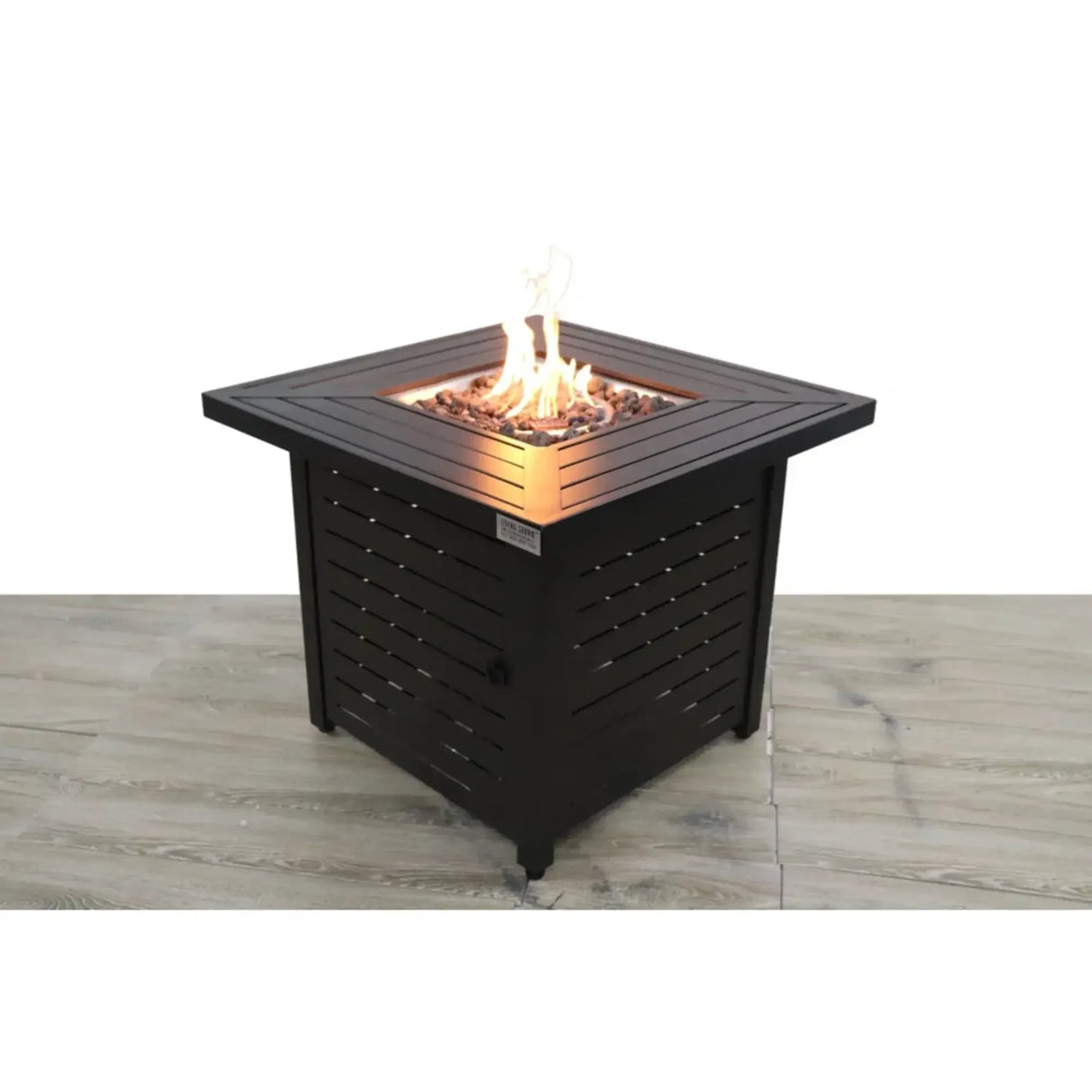 Steel Propane Adjustable Flame Stainless Steel Fire Pit Table - Omega Lifestyles