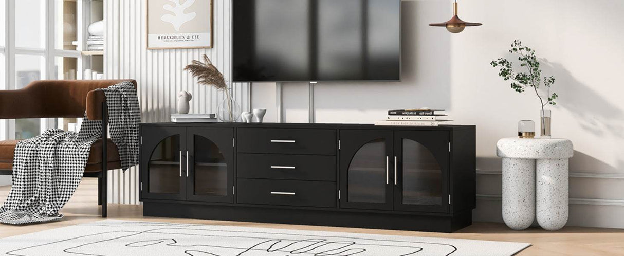 Modern Minimalist Black MDF TV Stand With Storage - Sleep Galleria
