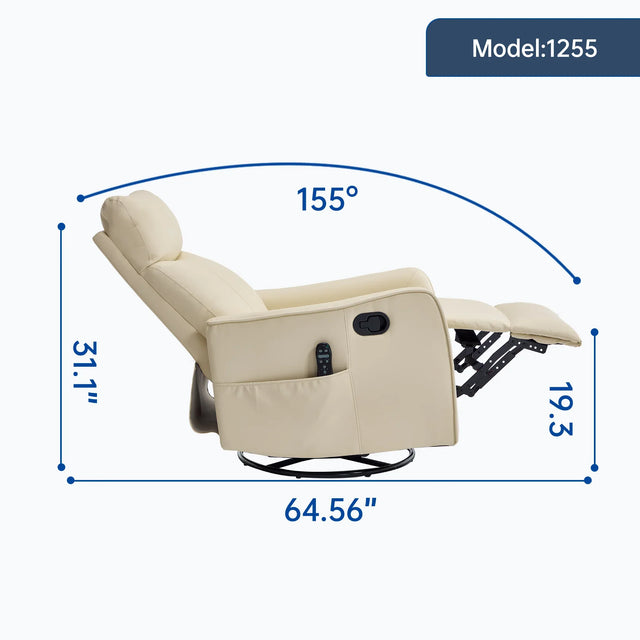 Beige Faux Leather Manual Massage Recliner Chair - Omega Lifestyles
