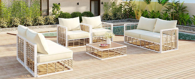 7-Piece Outdoor Metal Frame Sectional Sofa Set - Omega Lifestyles