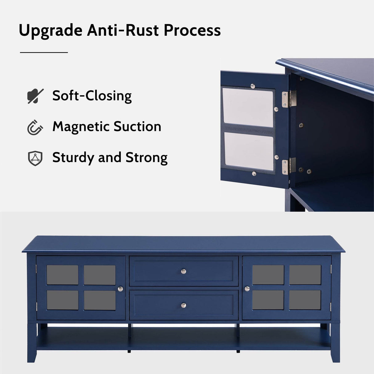 Modern Blue MDF TV Stand With Storage Cabinet - Sleep Galleria